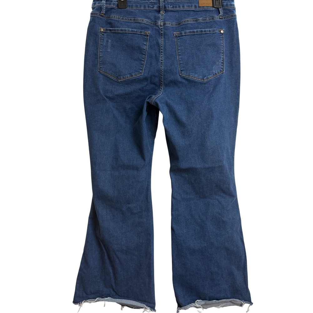 Judy Blue Womens Flare Jeans 18W Dark Wash Raw Hem Boho Y2K - Picture 7 of 13